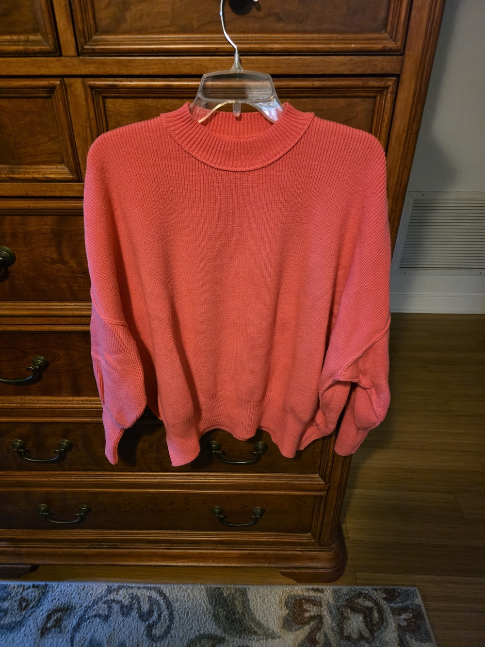 Free People Men's Coral Crewneck Sweater - Bright Coral